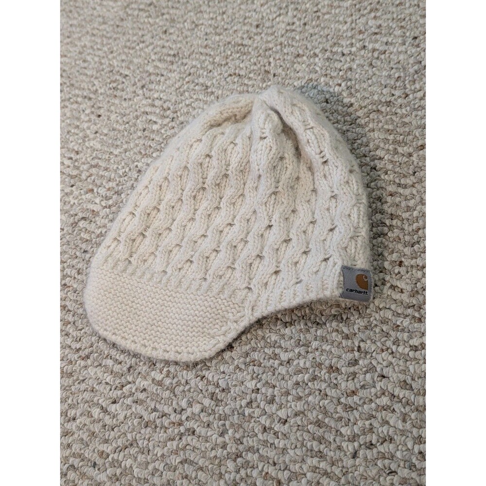 Carhartt Wool Angora Knit Brim Hat Beanie Cream One Size Winter Outdoor